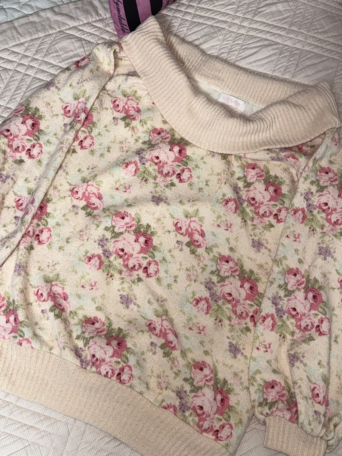 리즈리사 니트 오프숄더 원피스 꽃무늬 상품이미지1