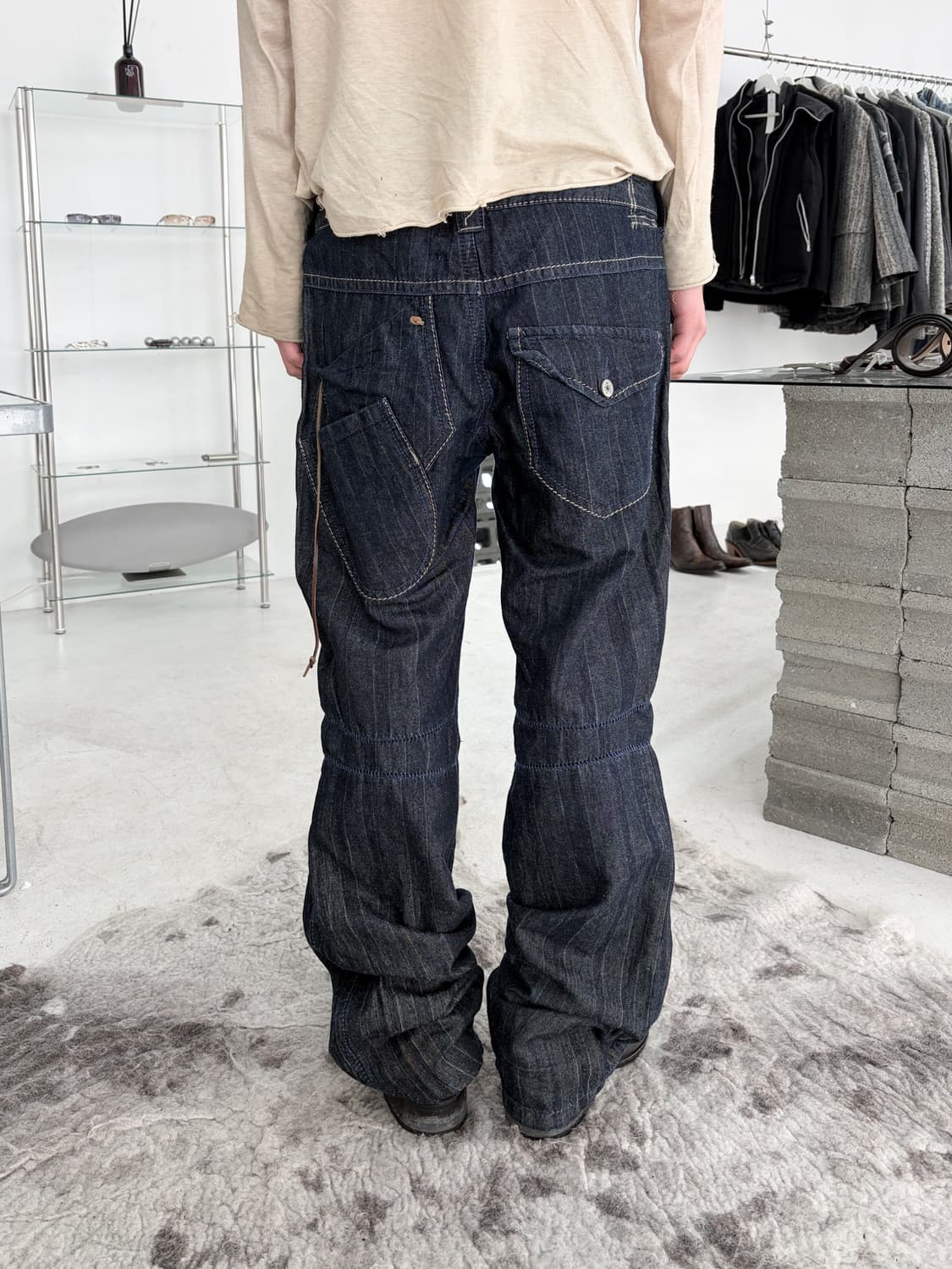 2000‘s 저버드 콘트라스트 스티칭 데님 팬츠 상품이미지2