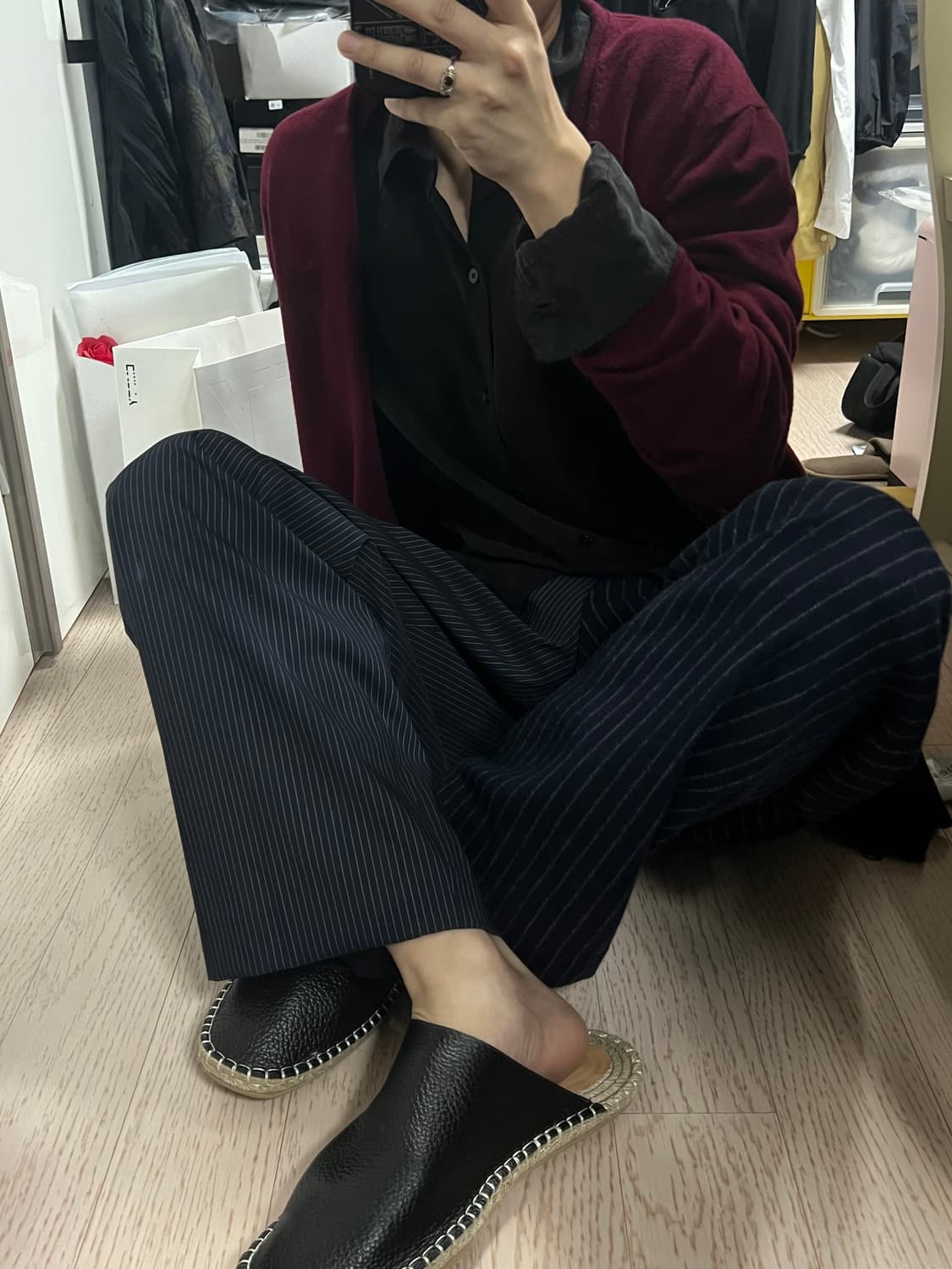 메종 마르지엘라 버건디 울 가디건 상품이미지7