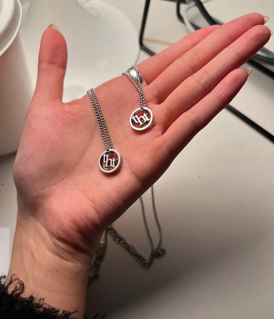 쓰리타임즈 로고 목걸이 매트실버 상품이미지1