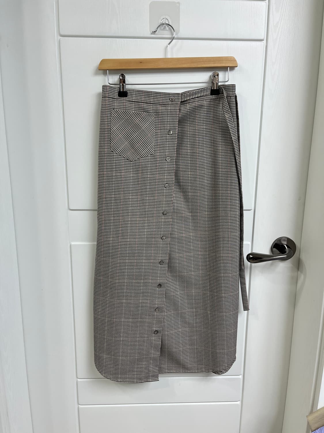 렉토 recto Check Wrapped Skirt 베이지 상품이미지2