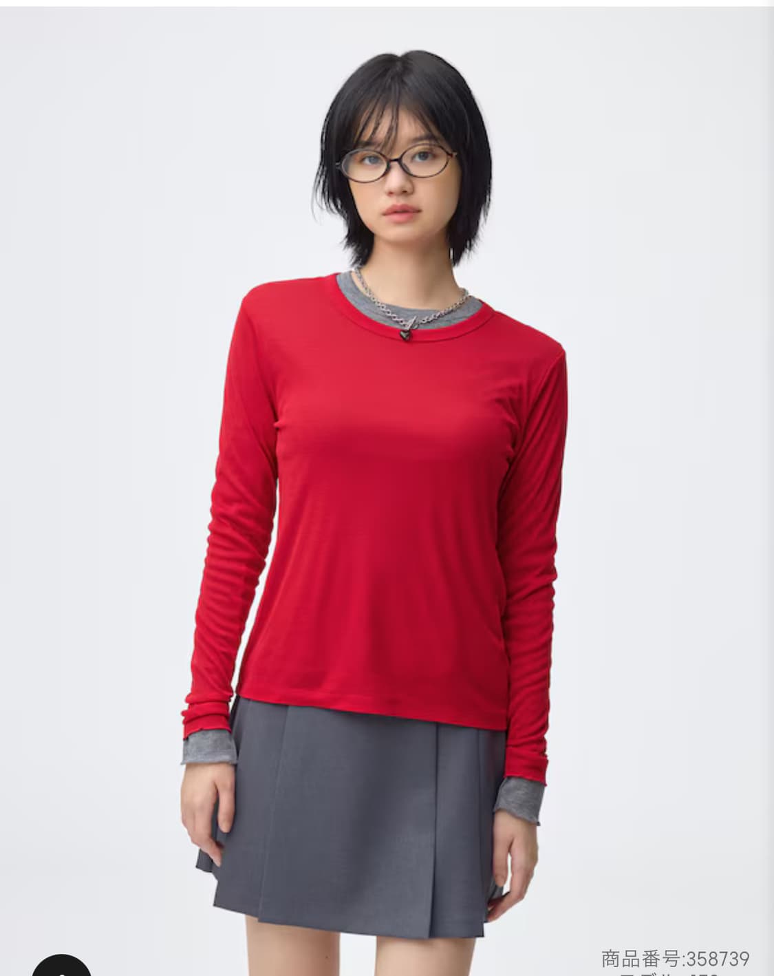 GU 소프트 시어 크루넥 레드+블랙+그레이 일괄판매 상품이미지1