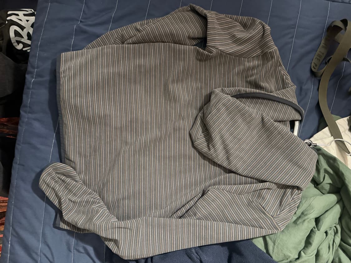 COYSEIO Stripe Fleece Hood Zip-Up Charco 상품이미지3