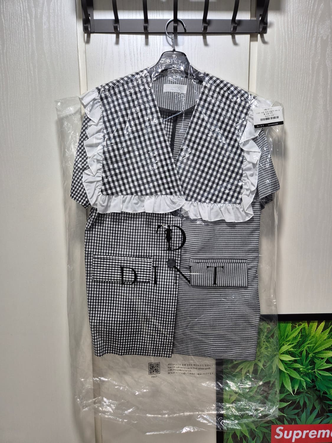 (세일)(새상품)DINT 딘트 체크 프릴 케이프 자켓 상품이미지1