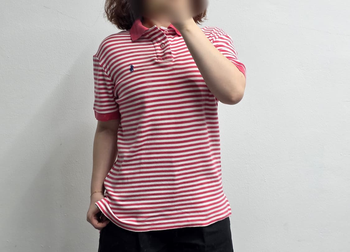 [프립]폴로 랄프로렌 스트라이프 카라티 핑크 상품이미지1