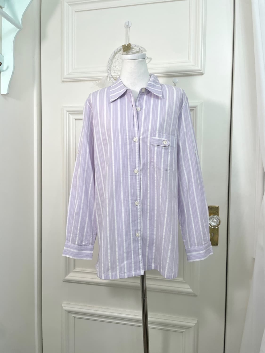 lavender stripe glitter loose cotton shi 상품이미지1