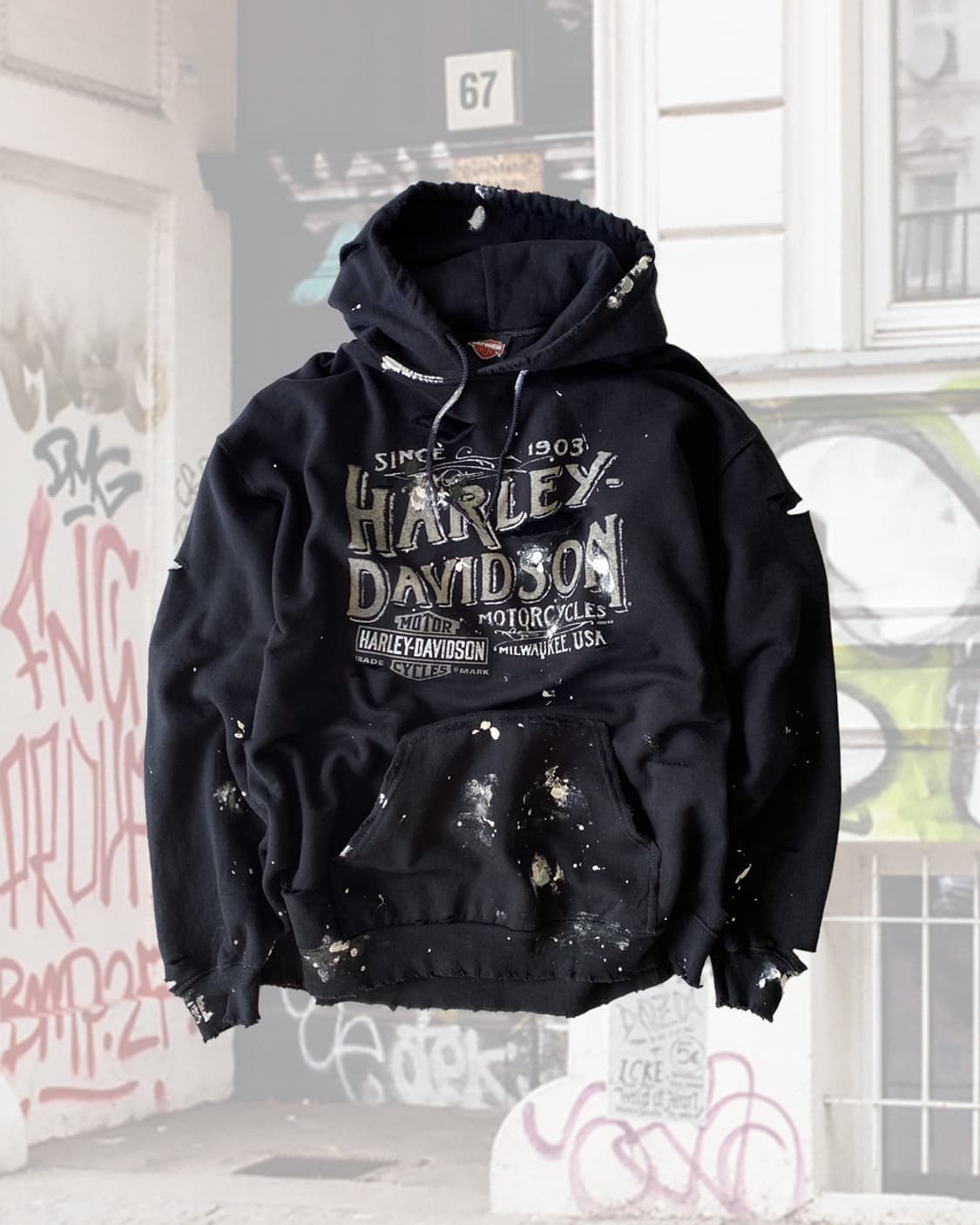 할리데이비슨 디스트로이드 페인팅 후드티 상품이미지1