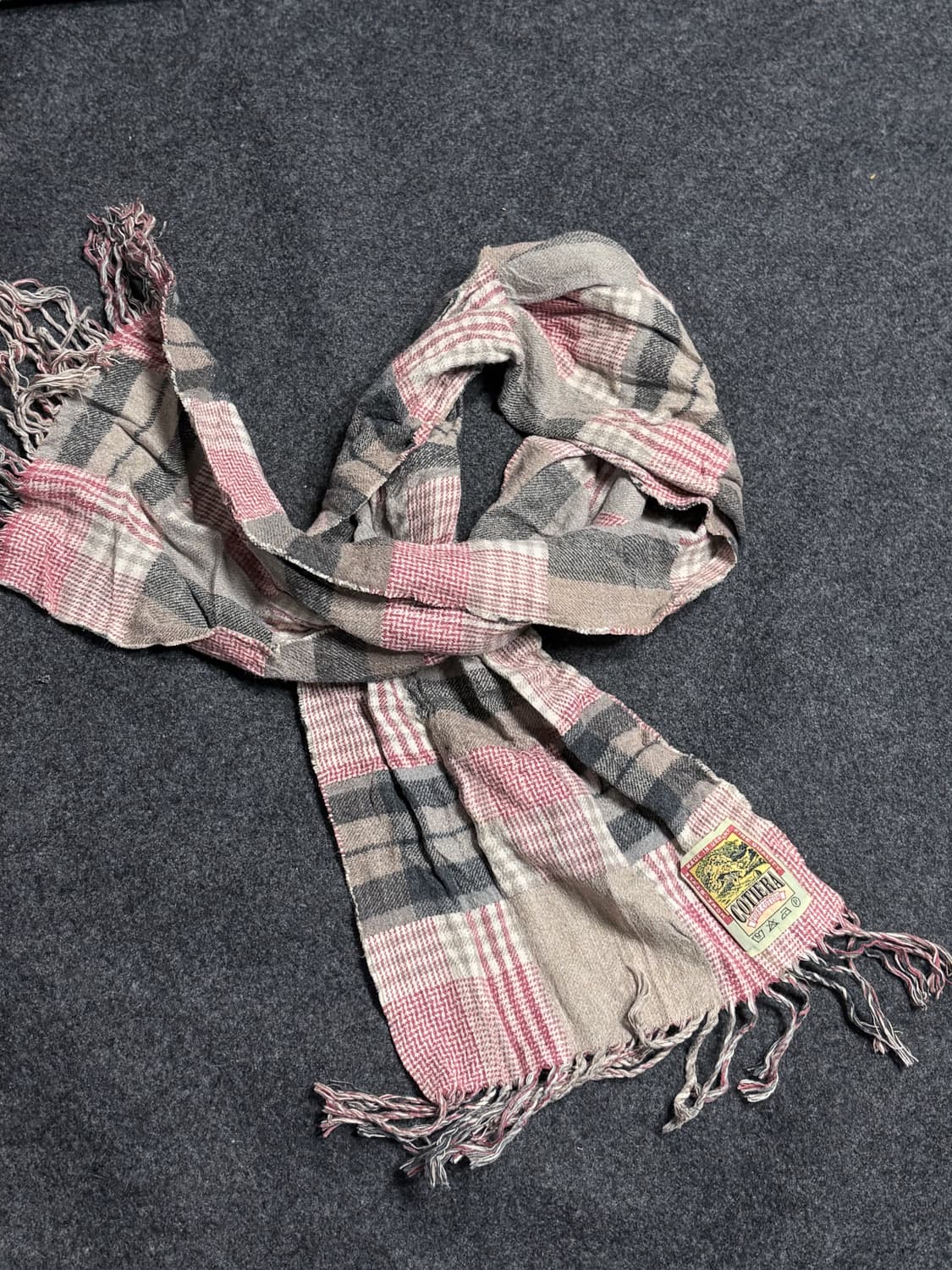 "COTIERA" cotton100% check muffler 상품이미지2