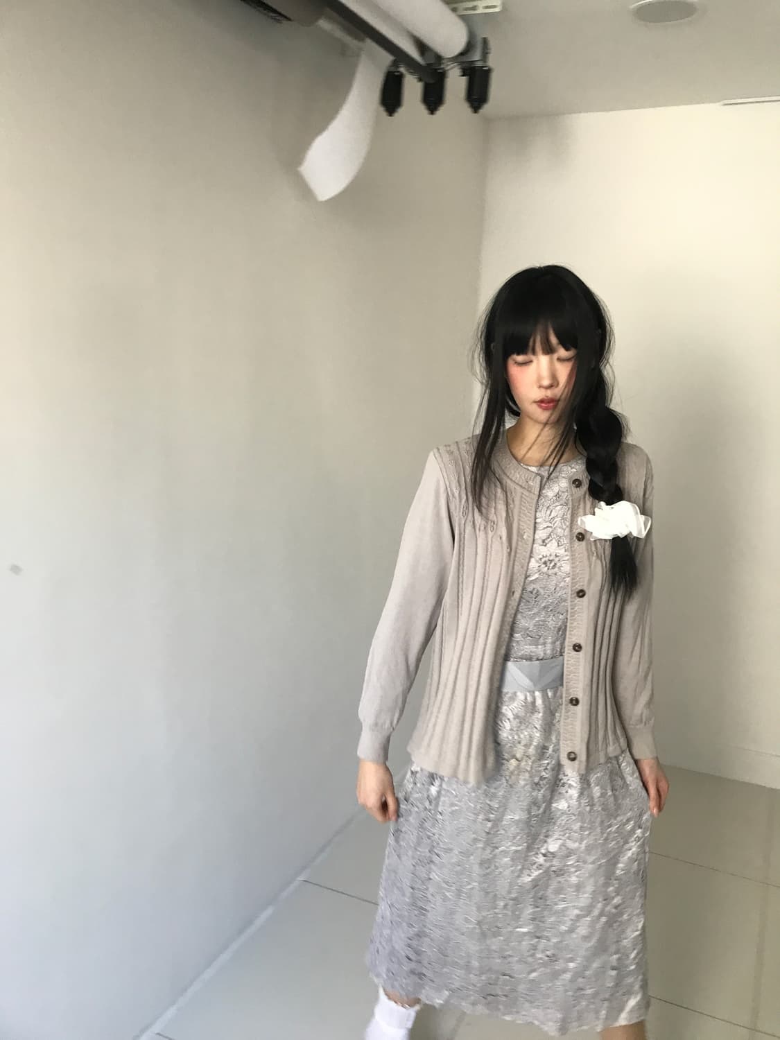 Vintage embroidery punching cardigan 상품이미지8