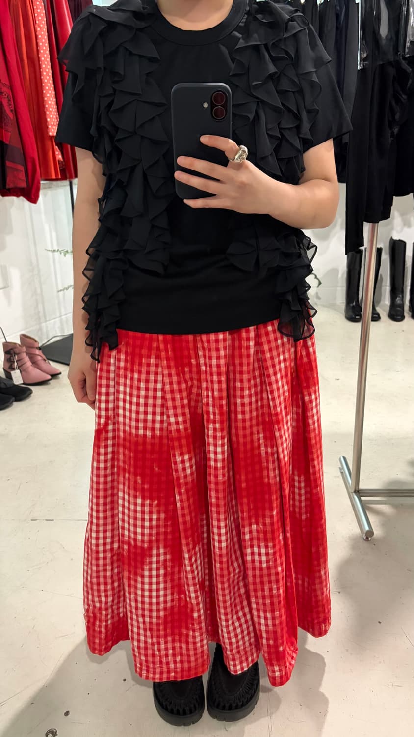 Tie Dyed Check Pleats Skirt 상품이미지2