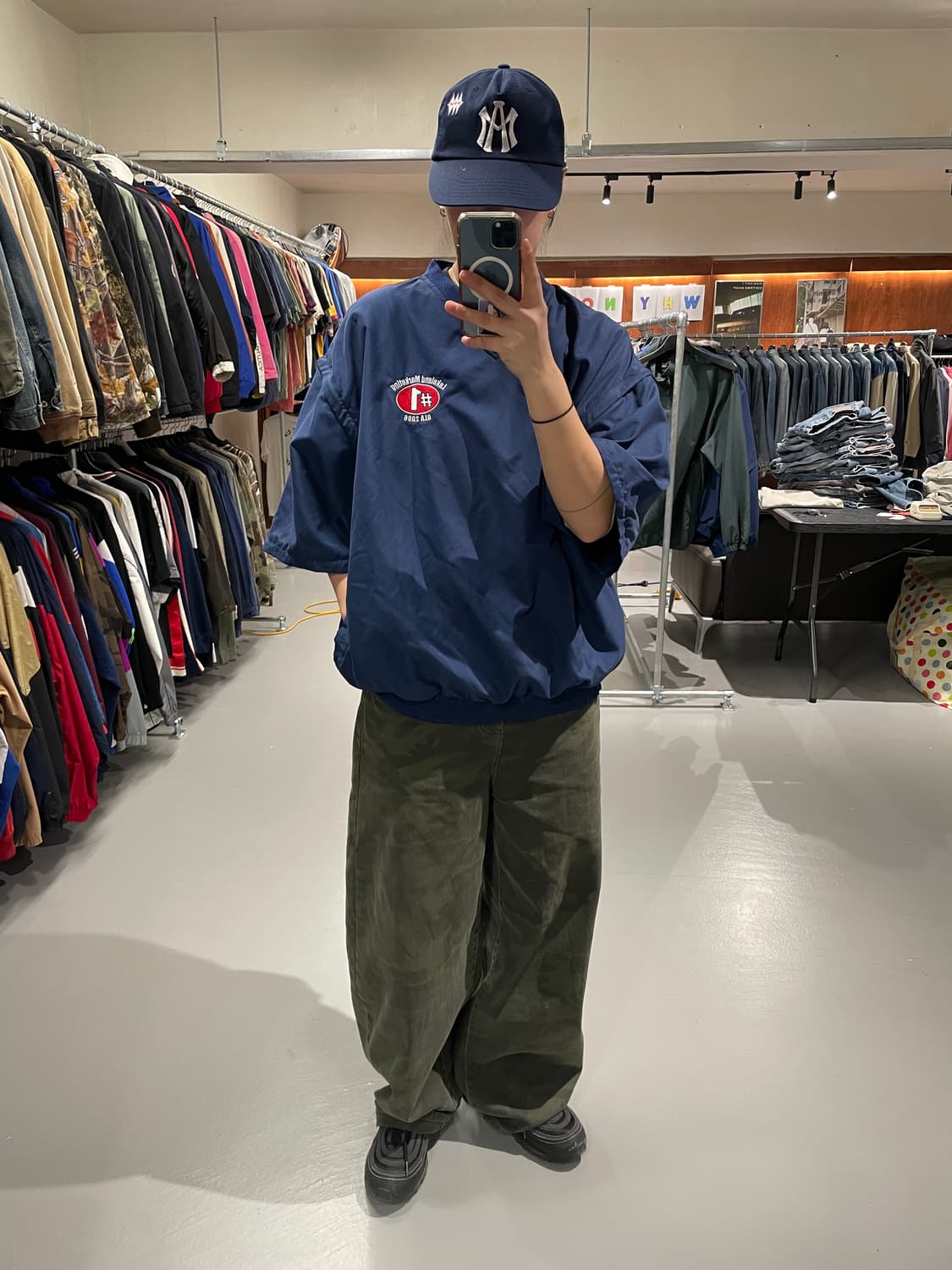 빈티지 v넥 반팔 바람막이 웜업 (소매 탈부착 가능)   상품이미지3