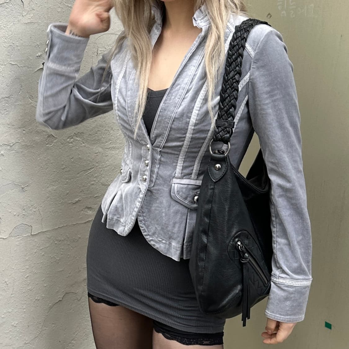 00s 데드스톡 화이트 하우스 블랙 마켓 벨벳 빅토리안 러플 자켓 상품이미지2