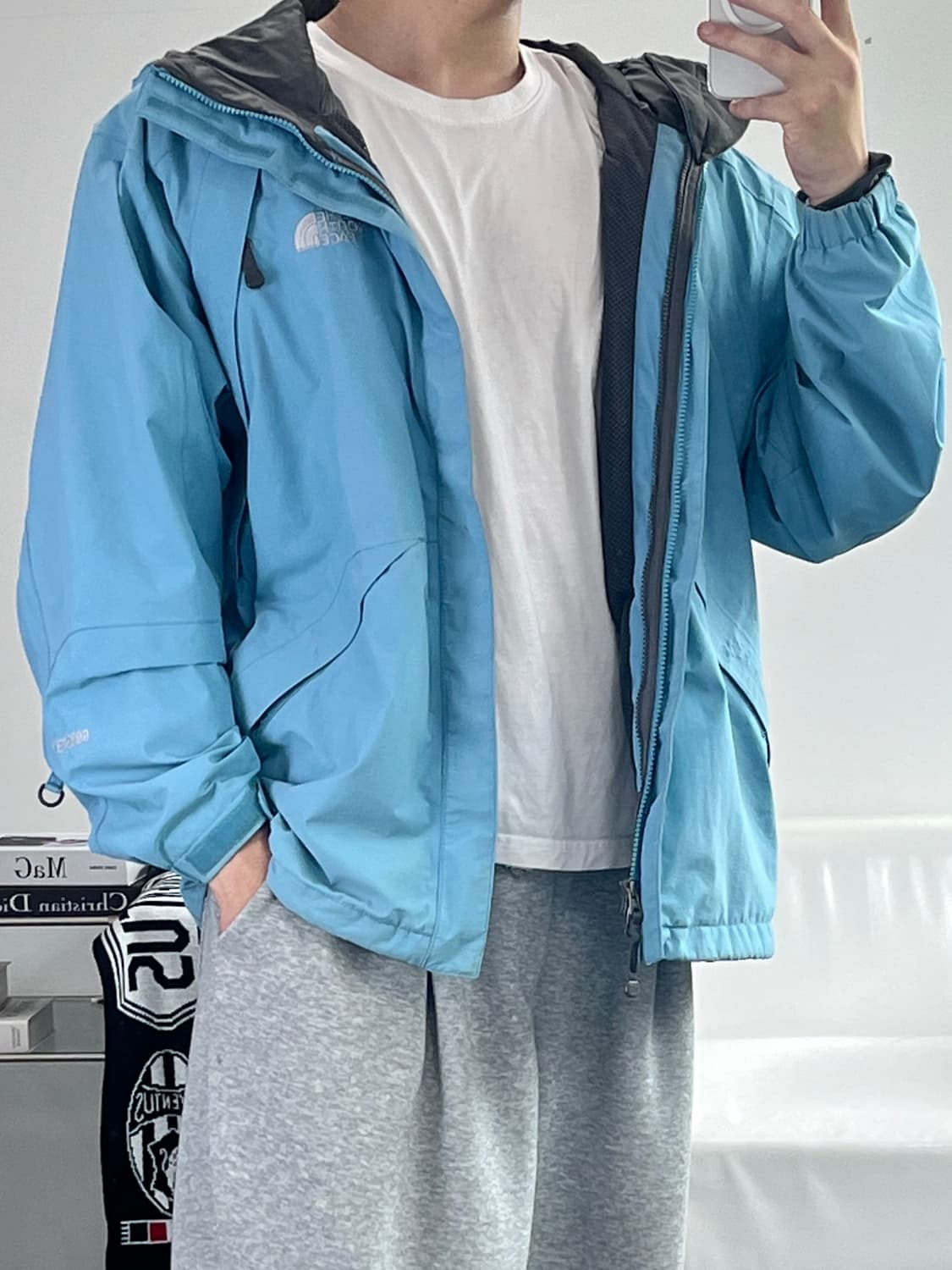 노스페이스 라이트 블루 후드 자켓 M 상품이미지3