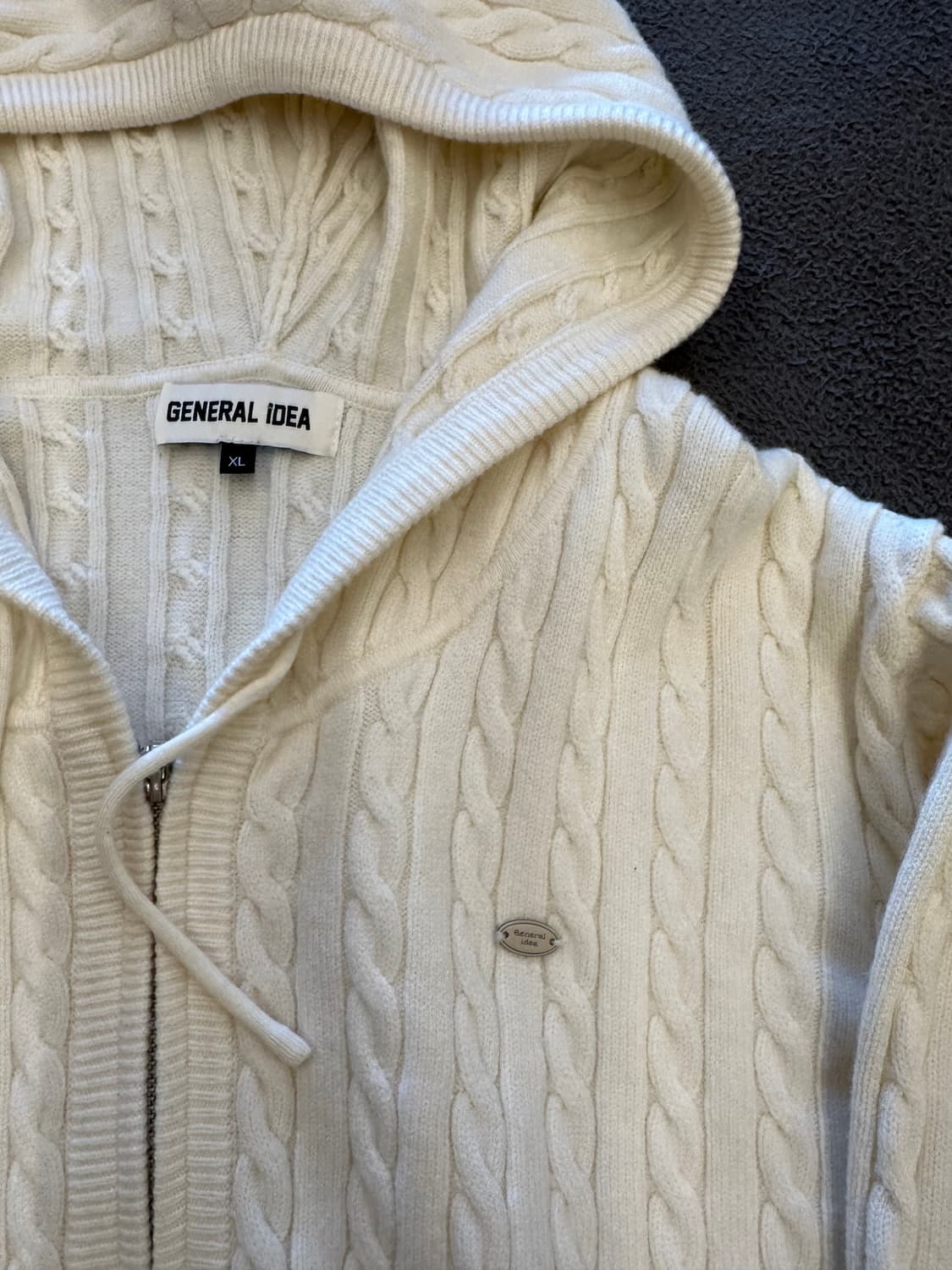 제너럴아이디어 케이블 니트 후드집업 처분  상품이미지2