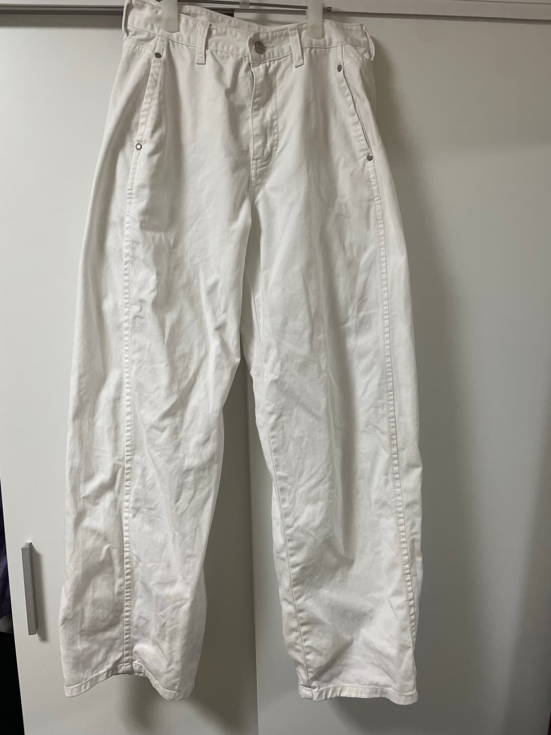 오헤시오 와이드스타 코튼 팬츠 화이트 상품이미지7