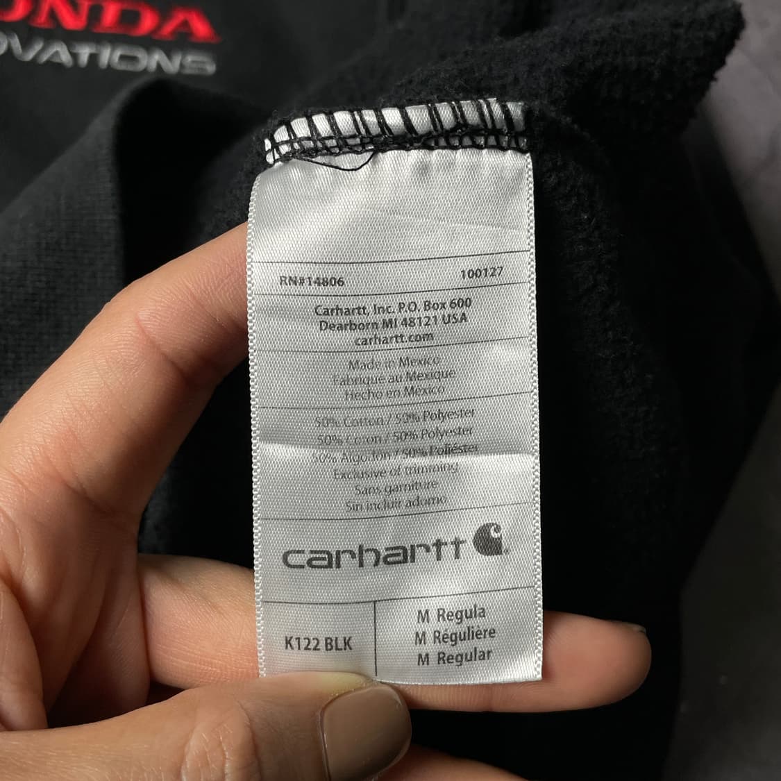 CARHARTT 칼하트 빈티지 블랙 기모 후드 집업 A00843 상품이미지10