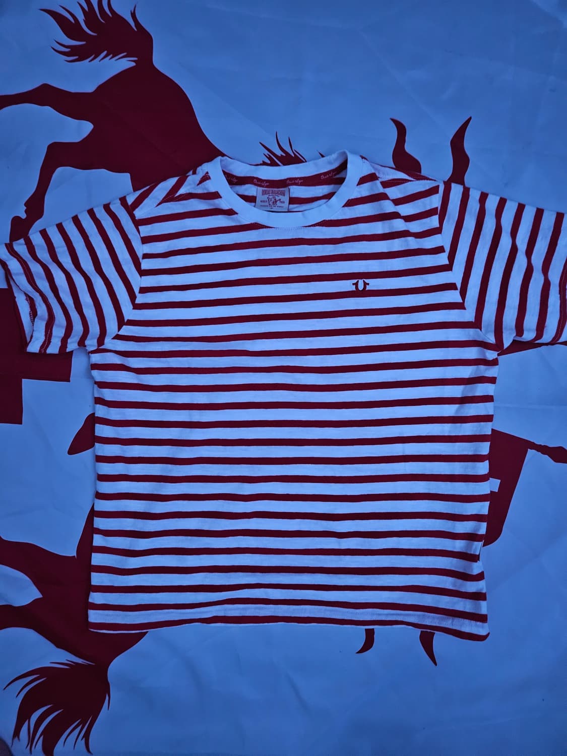 트루릴리전 레드 스트라이프 티셔츠 상품이미지1