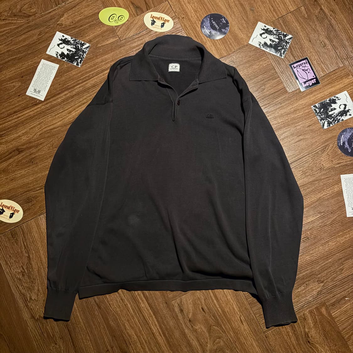CP company 오픈 카라 서머 롱슬리브 차콜 상품이미지1