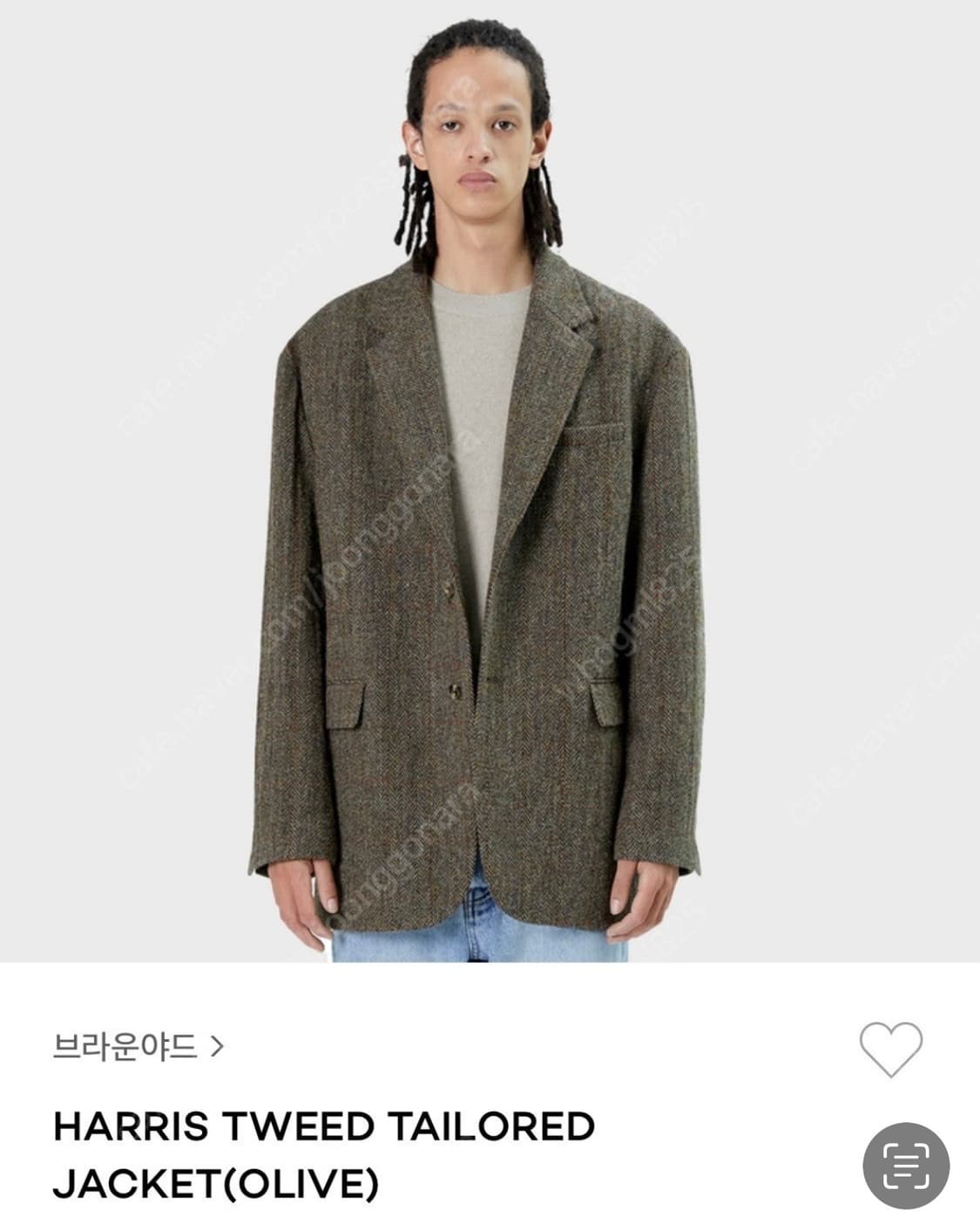 [새상품 1] 브라운야드 해리스트위드 테일러드자켓 올리브 상품이미지1