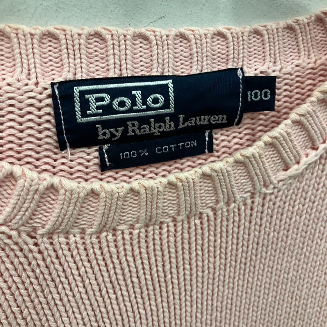 폴로 랄프로렌 핑크 코튼 라운드넥 니트 스웨터 100 상품이미지3