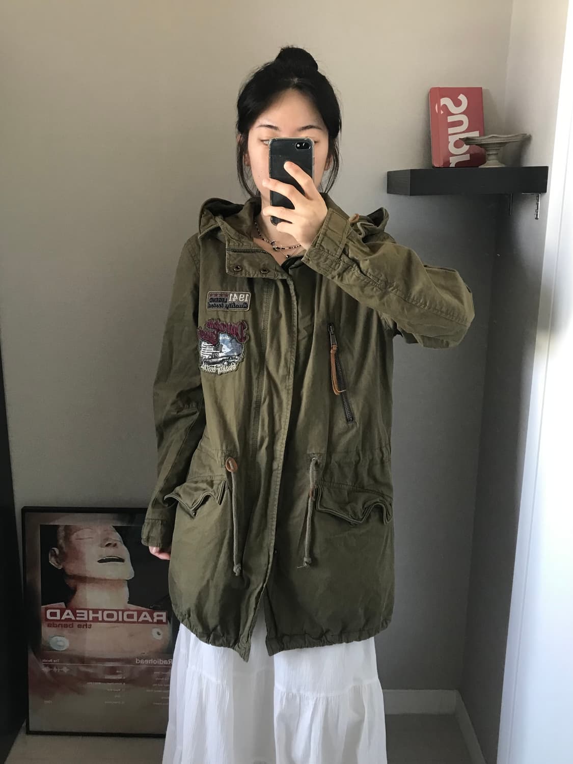 지프 패치 로고 안감 누빔 카키 야상 자켓 상품이미지4