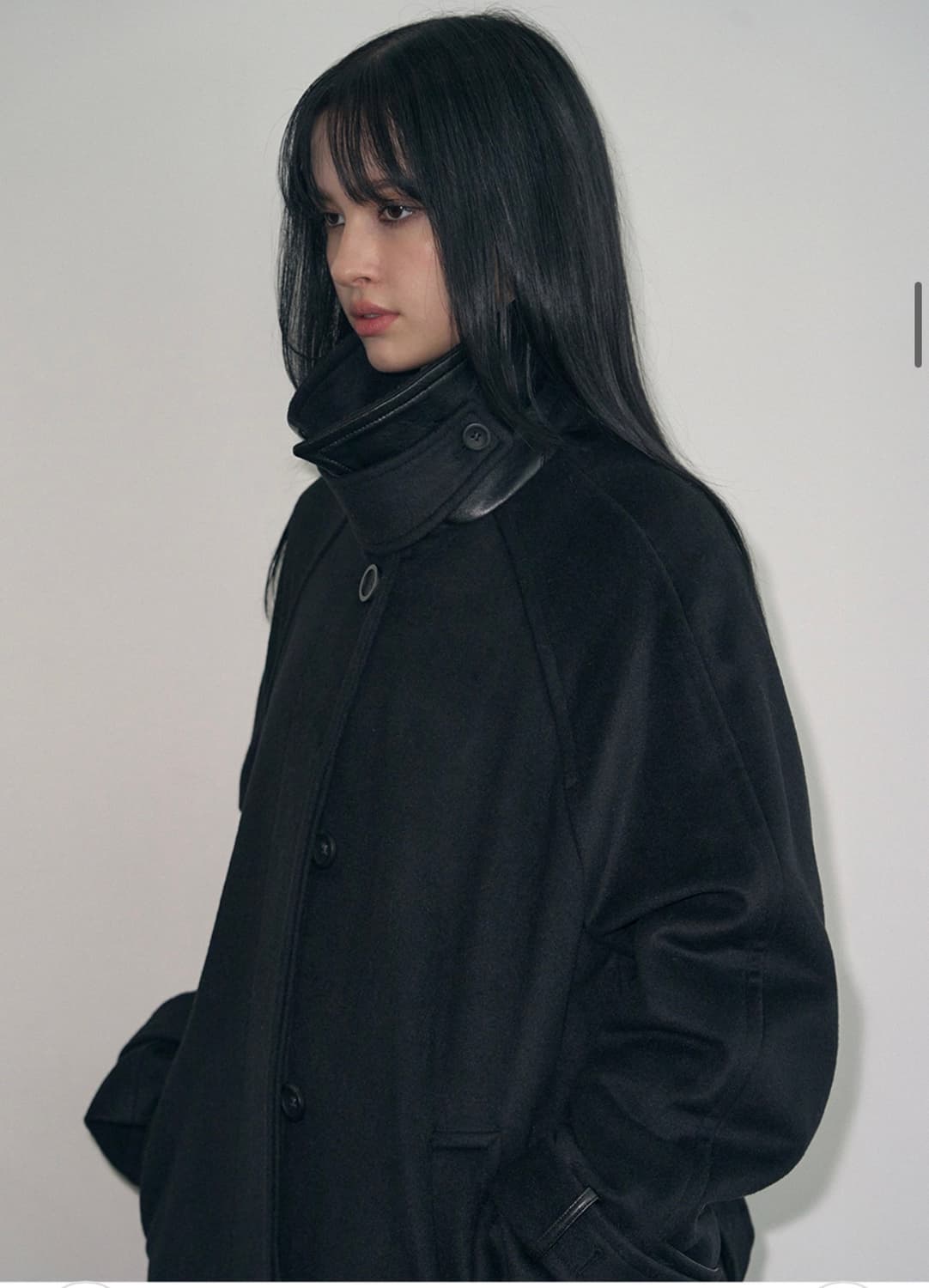 (S) 레더리 캐시미어 발마칸 로브 코트 [BLACK] 판매 상품이미지6