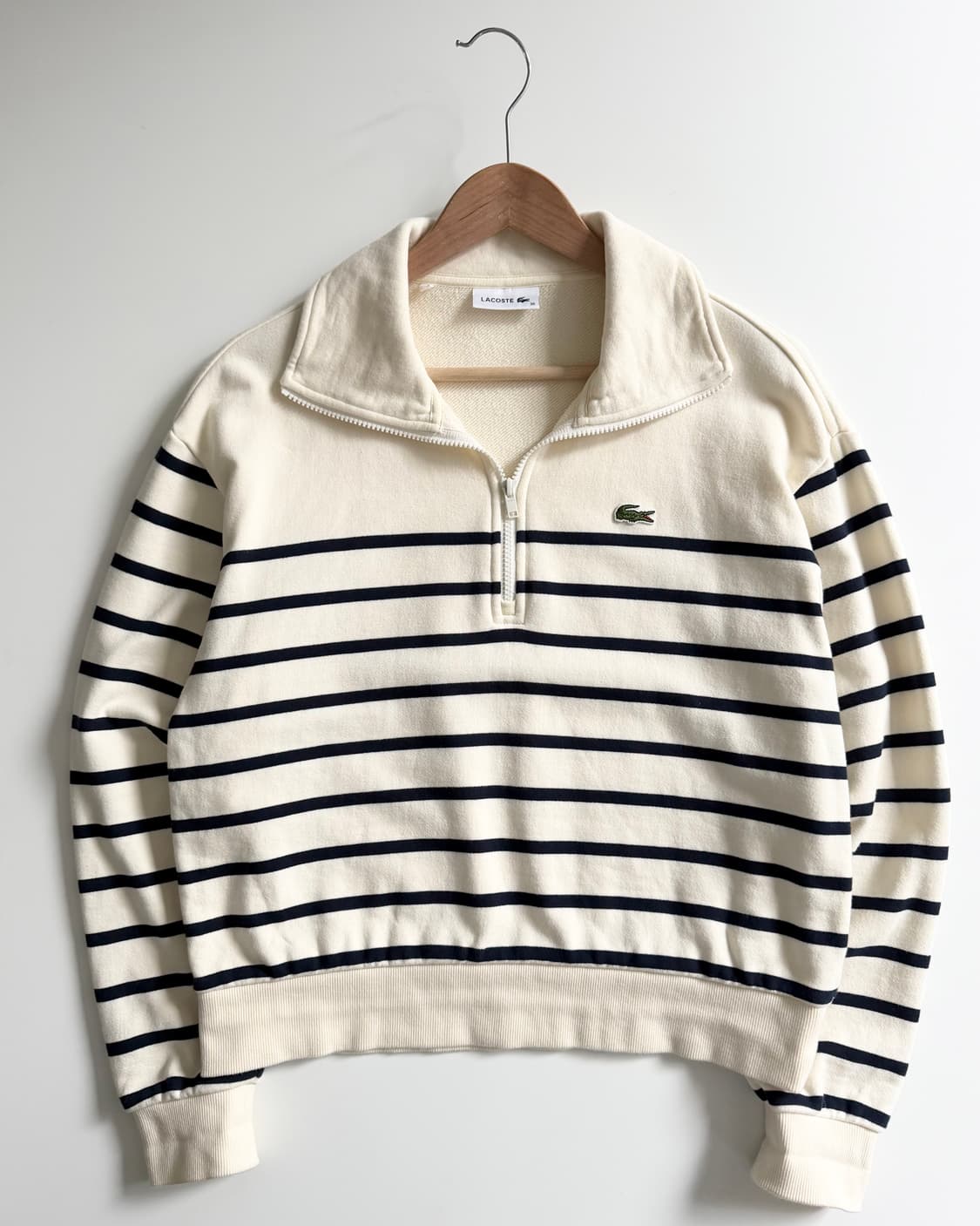 Lacoste 라코스테 아이보리 단가라 하프집업 상품이미지4