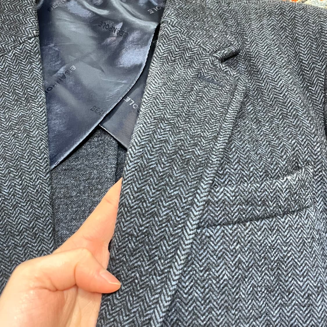 빈폴 헤링본 네이비 모직 블레이저 자켓 남성100 상품이미지3