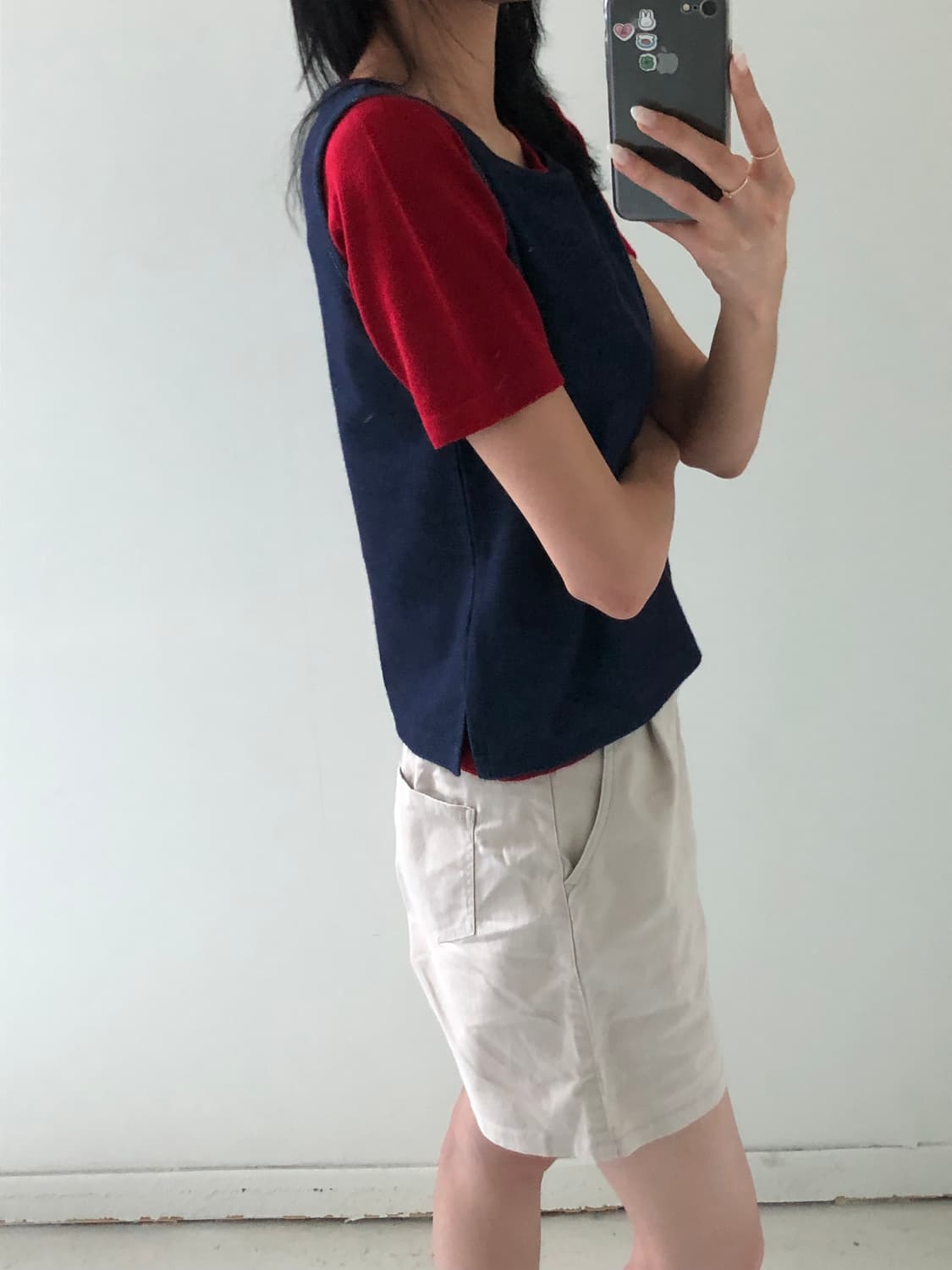 일본빈티지 네이비 슬리브리스 상품이미지5