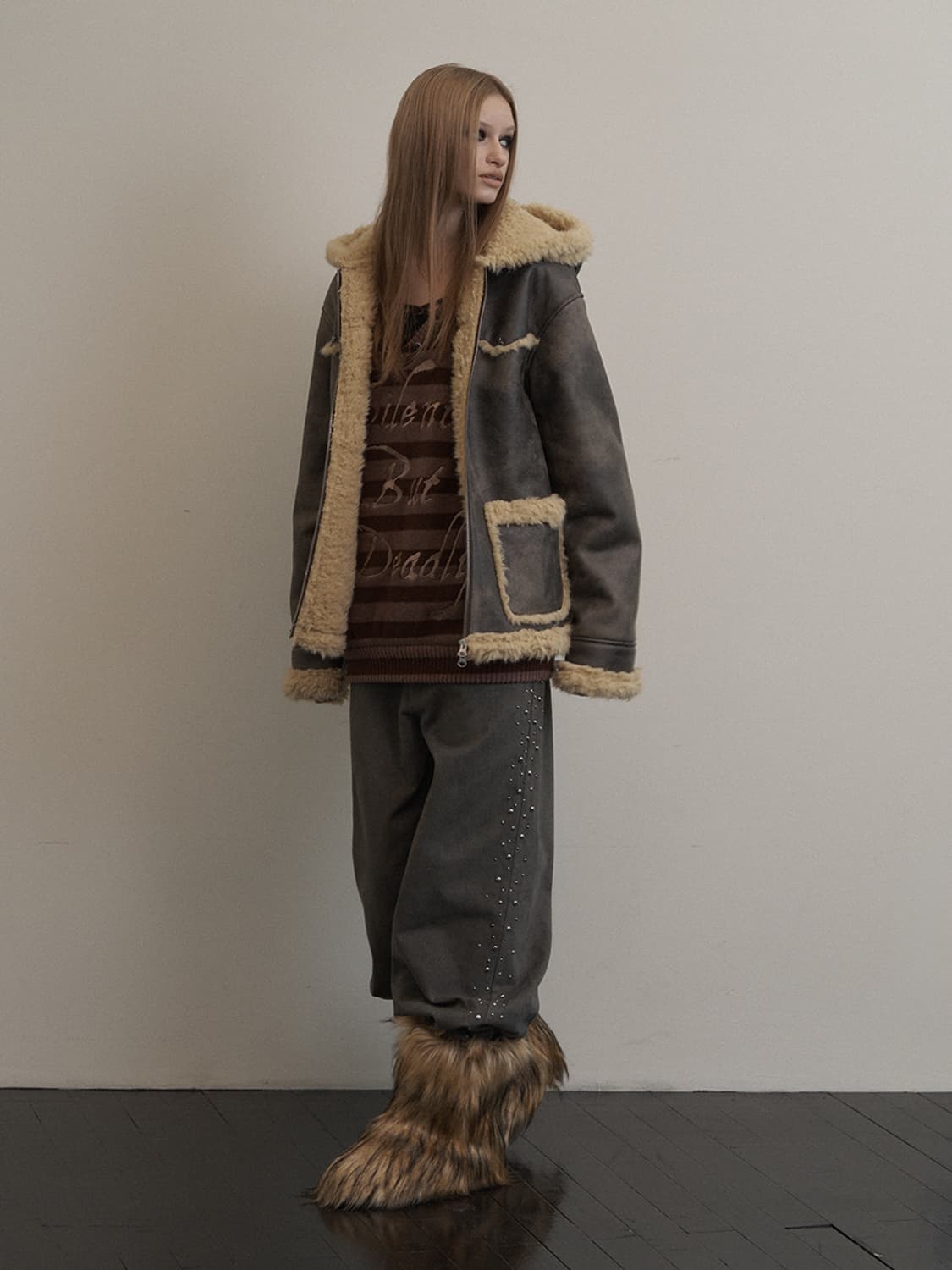 셋업이엑스이 HOODIE MUSTANG JACKET / BROWN 상품이미지3