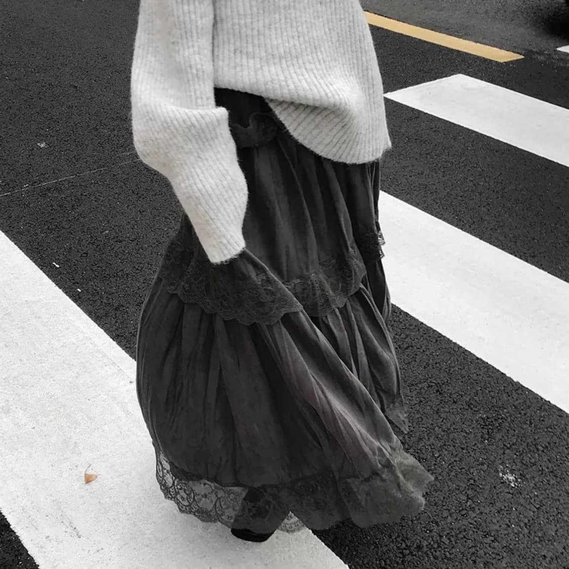Romantic long skirt grey 상품이미지3