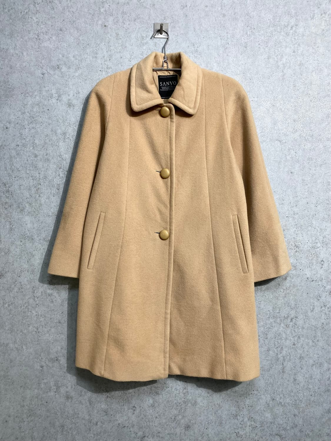 [S-M] 90s SANYO 재팬 메이드 베이지 울 코트 상품이미지2