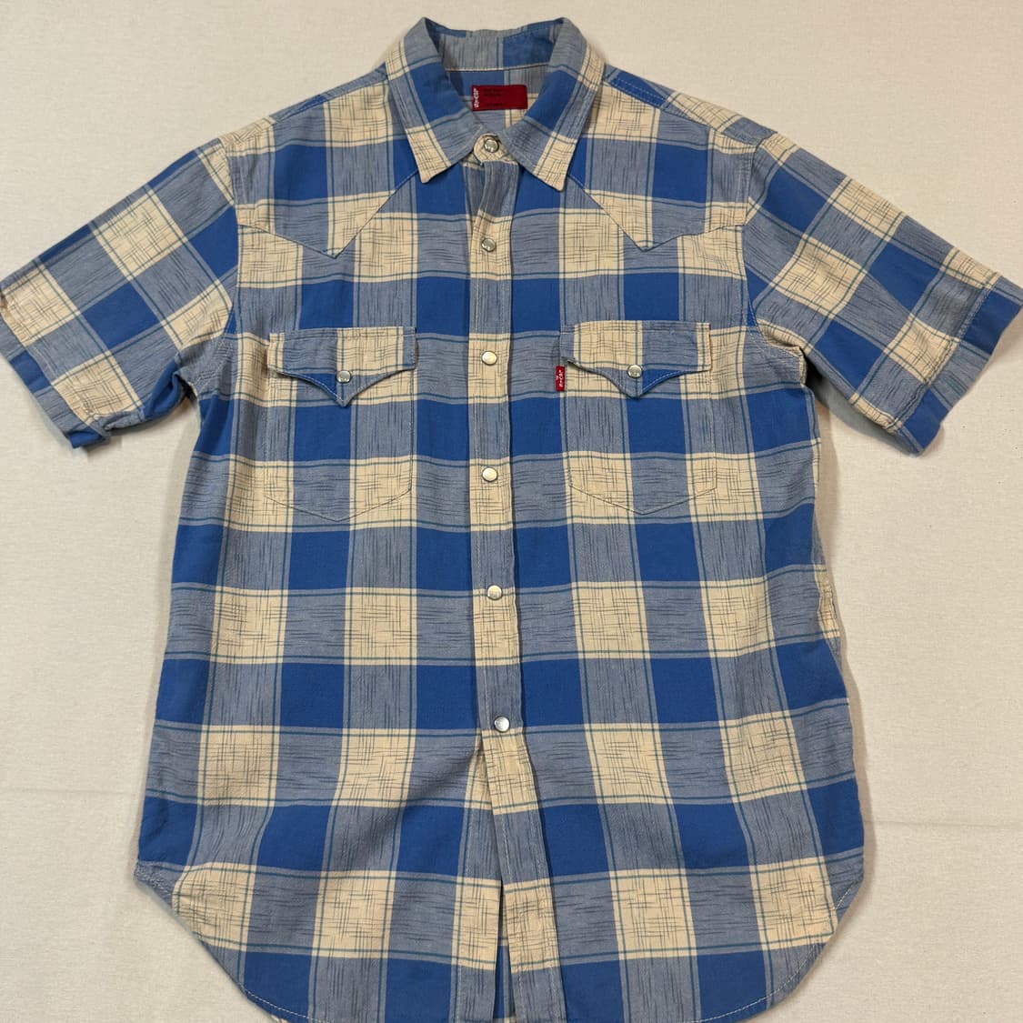 M) 리바이스 블루 체크 반팔 웨스턴 셔츠 상품이미지2