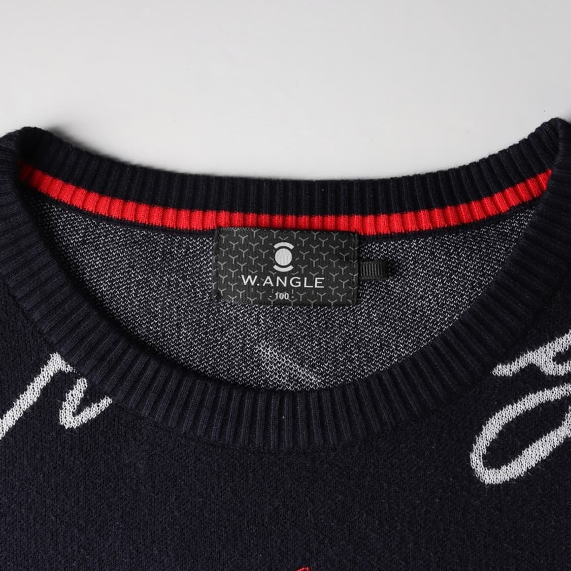 와이드앵글 네이비 레터링 패턴 골프 니트 L 상품이미지5