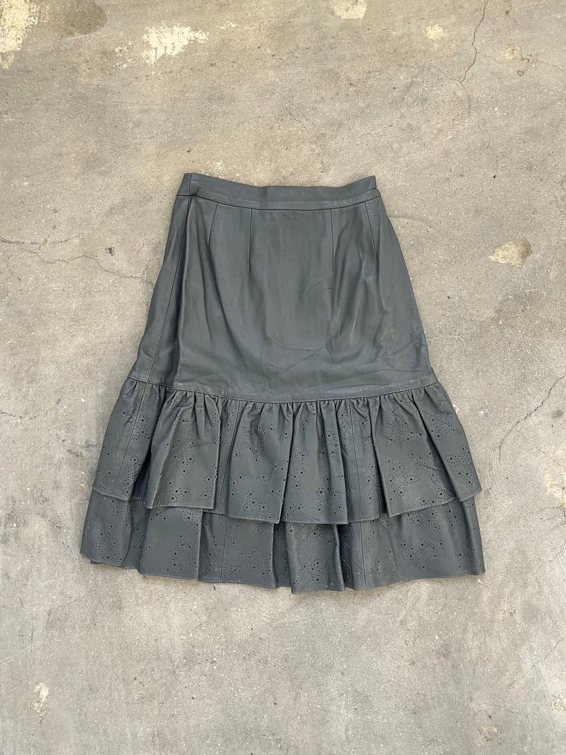 Gianfranco Bogino (Italy made) 레더 펀칭 스커트 상품이미지4