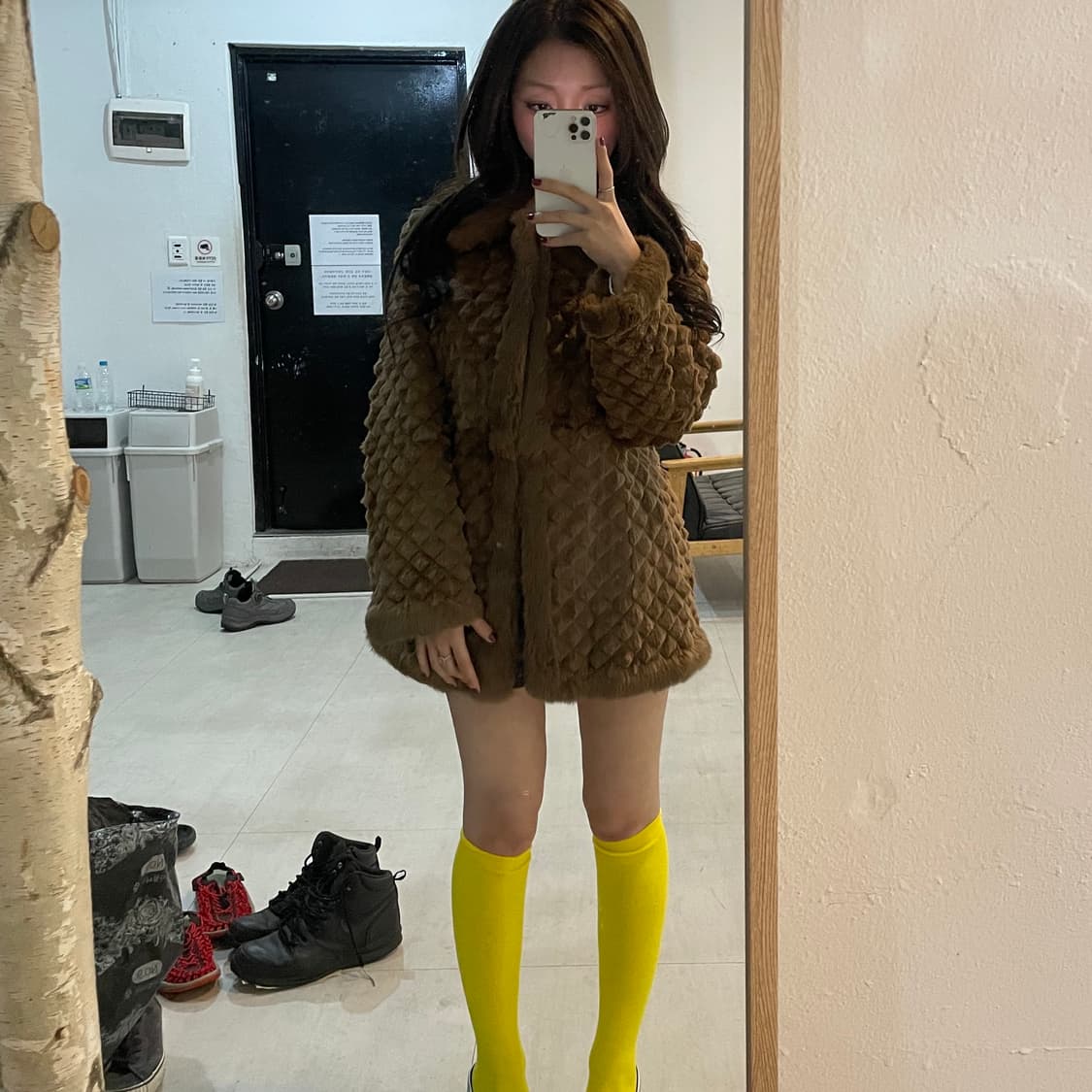 패턴 퍼코트 상품이미지1