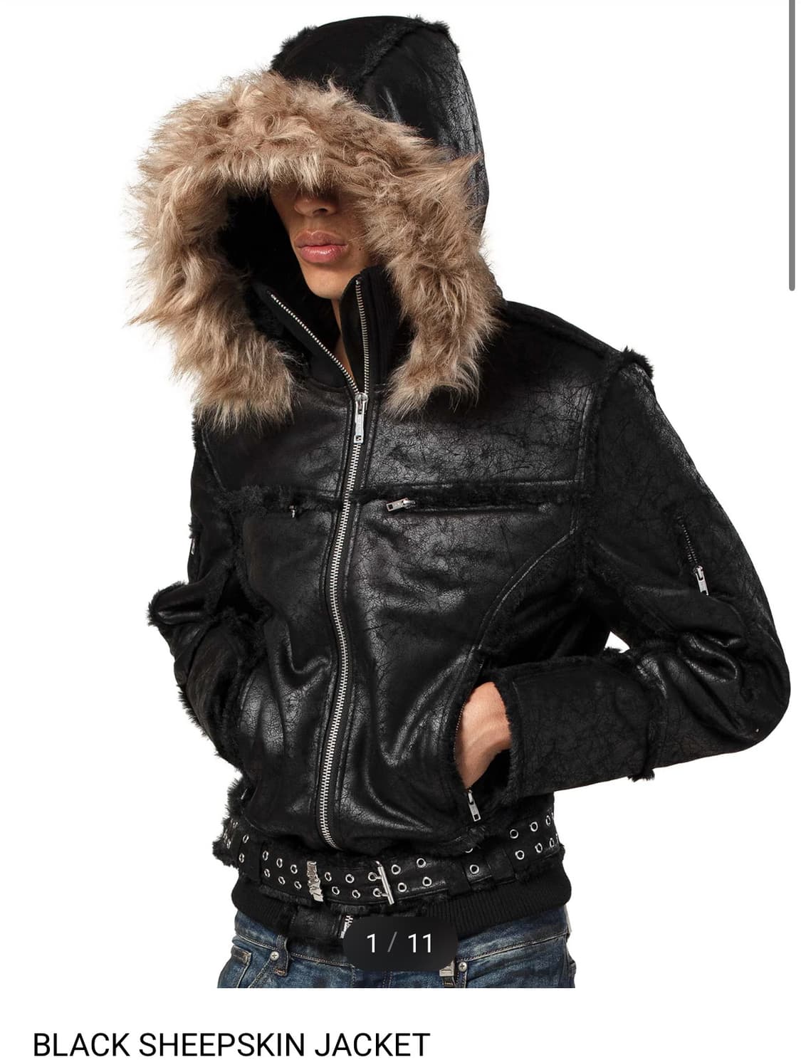 Racer 블랙 퍼자켓 상품이미지1