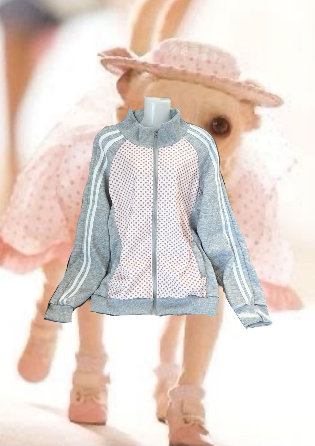 대장깔)딸기우유 핑크도트 트랙집업  상품이미지1