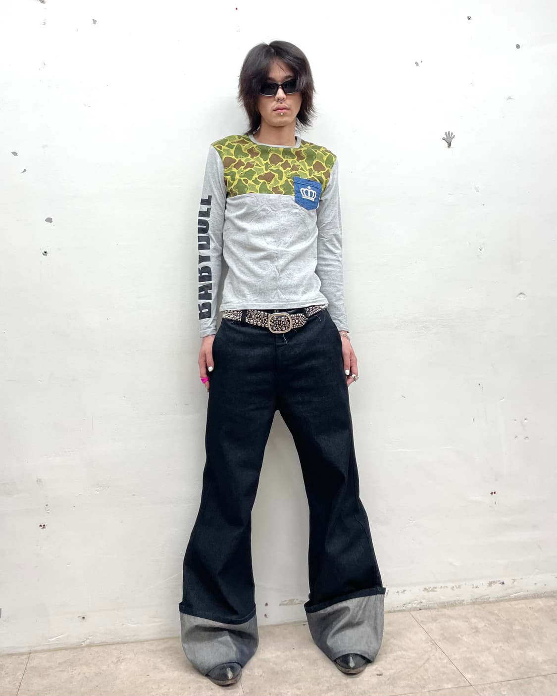 Baby doll camouflage denim pocket sleeve 상품이미지5