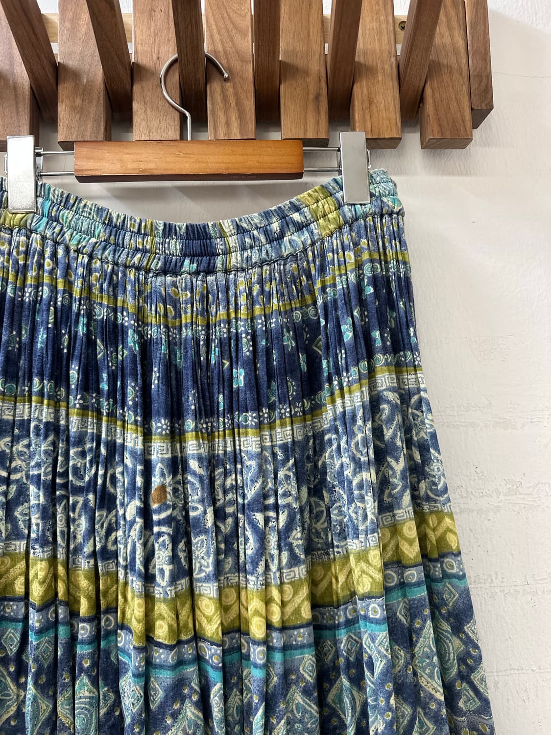 일본빈티지 블루 멀티 패턴 에스닉 히피 스트라이프 밴딩 스커트 상품이미지6