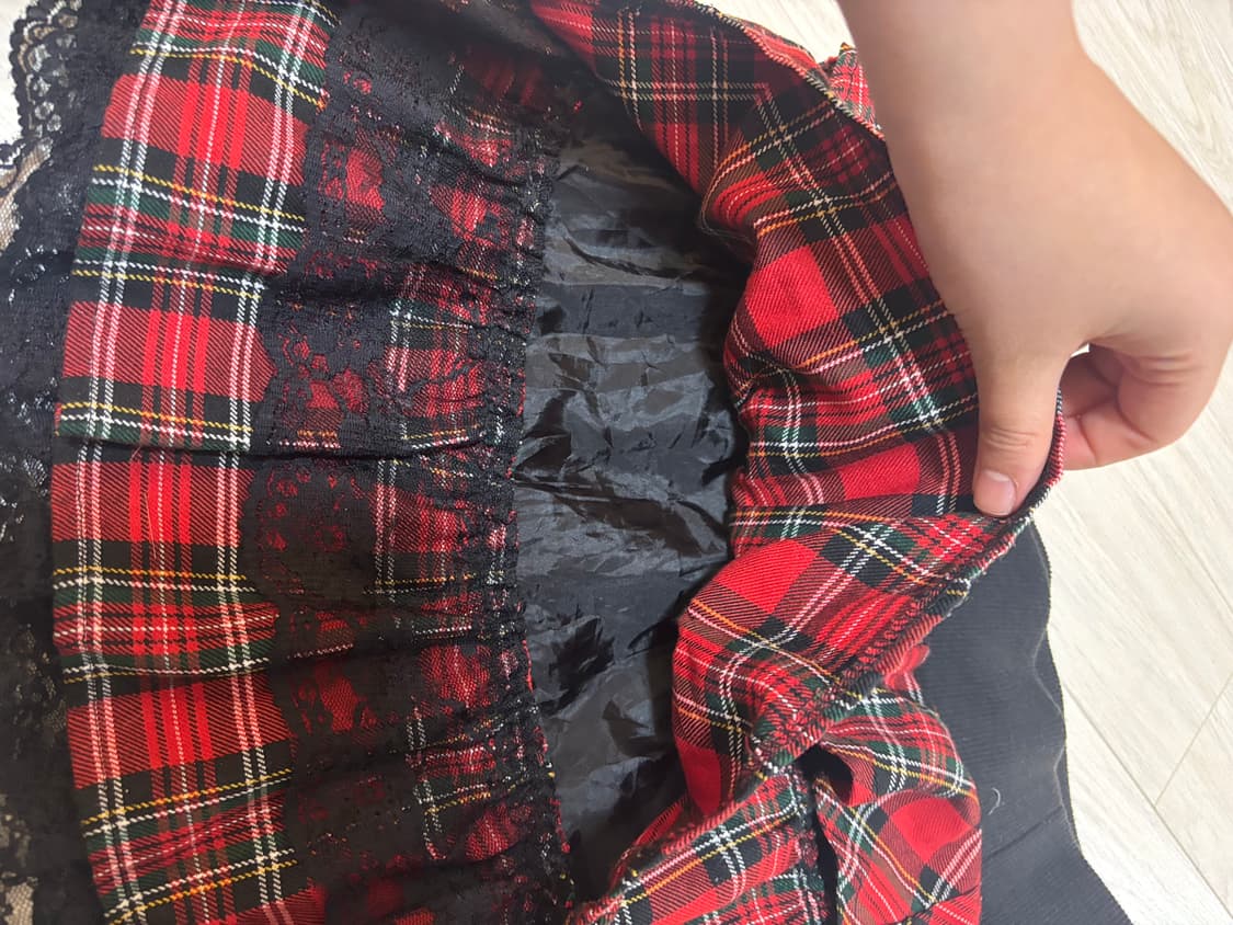 (착샷O)락시크 레드체크 치마  상품이미지3