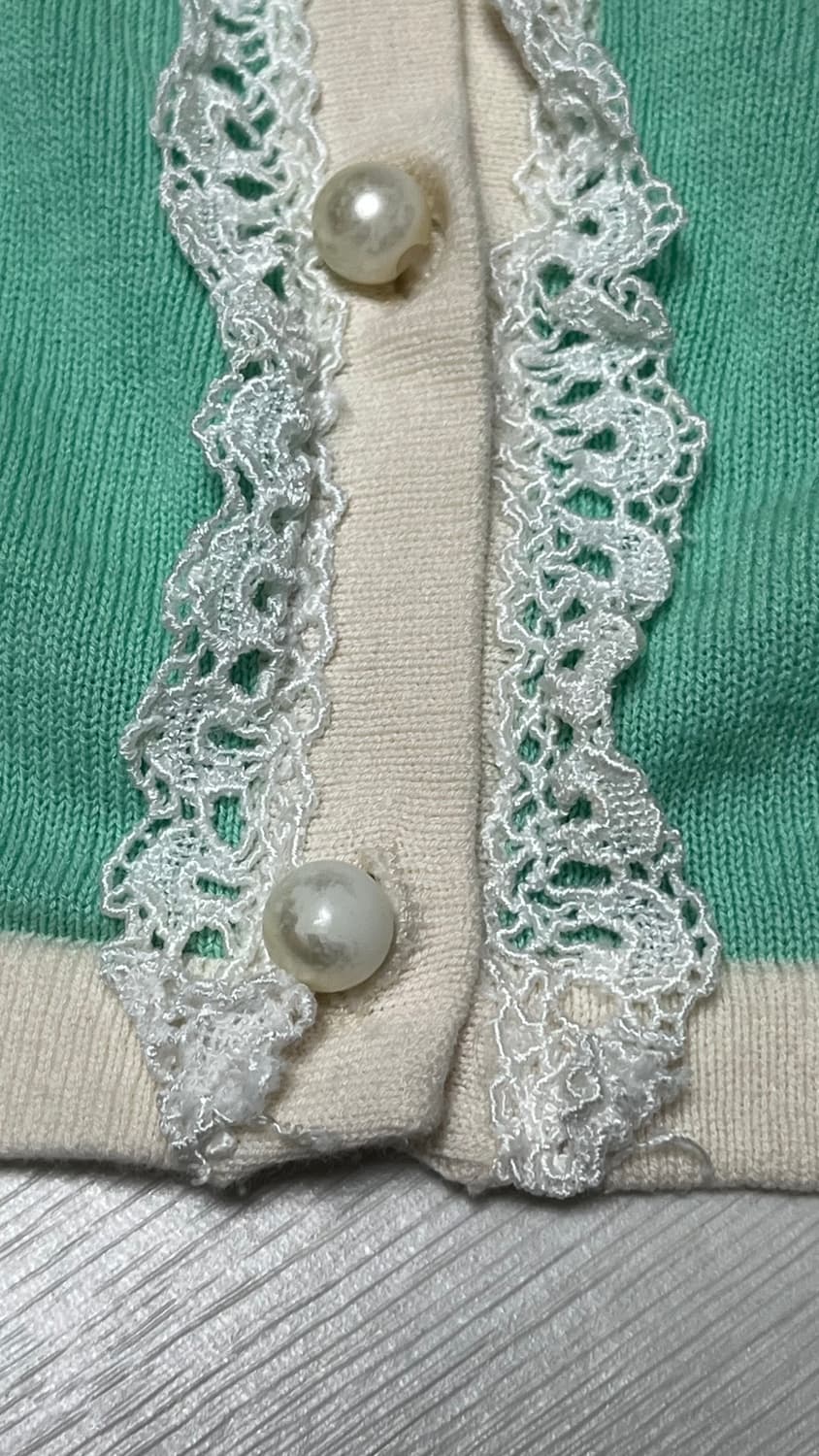 민트 레이스 진주알 가디건 상품이미지3