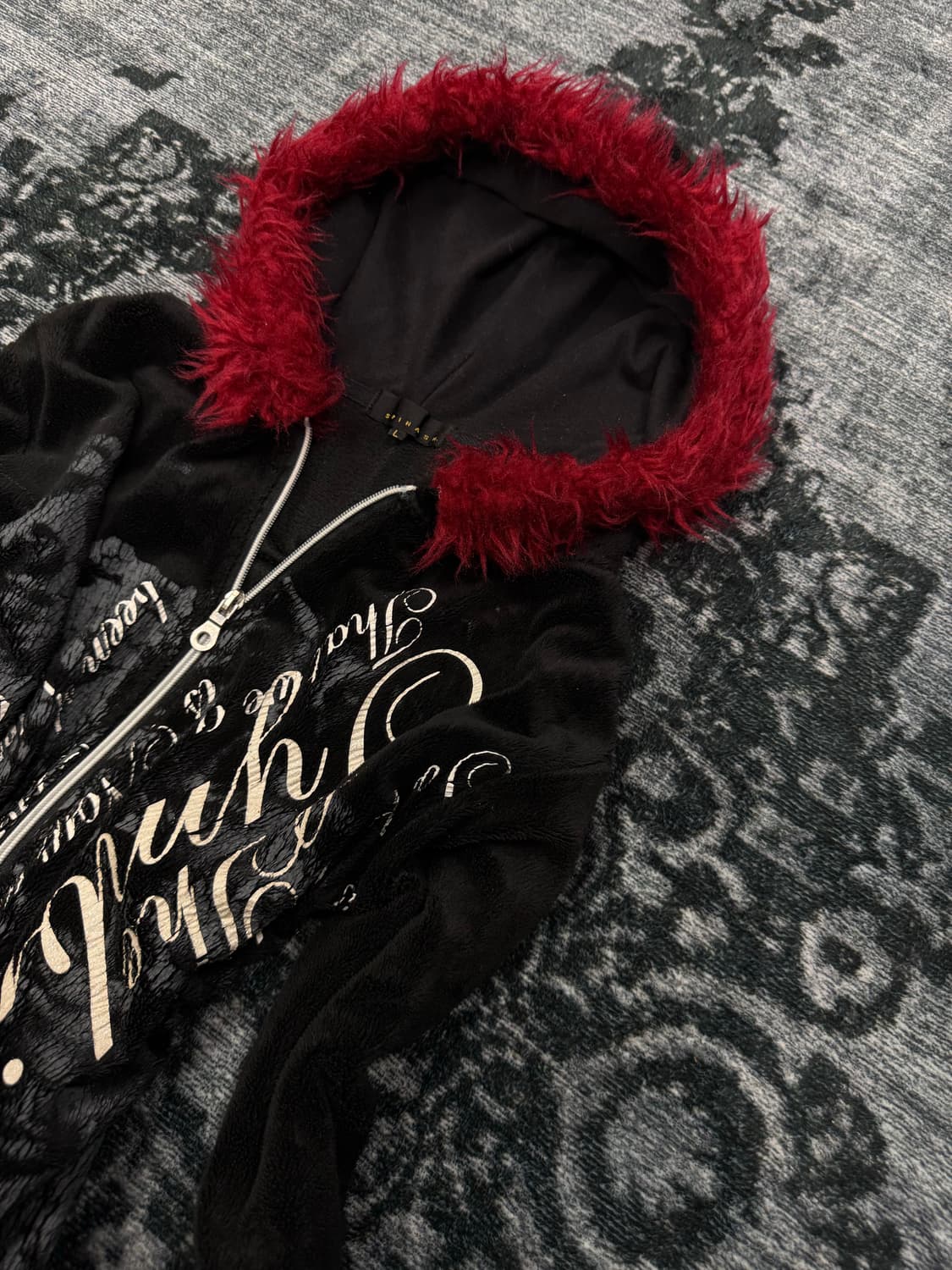 Spinash velour trimming fur hoodie 상품이미지3
