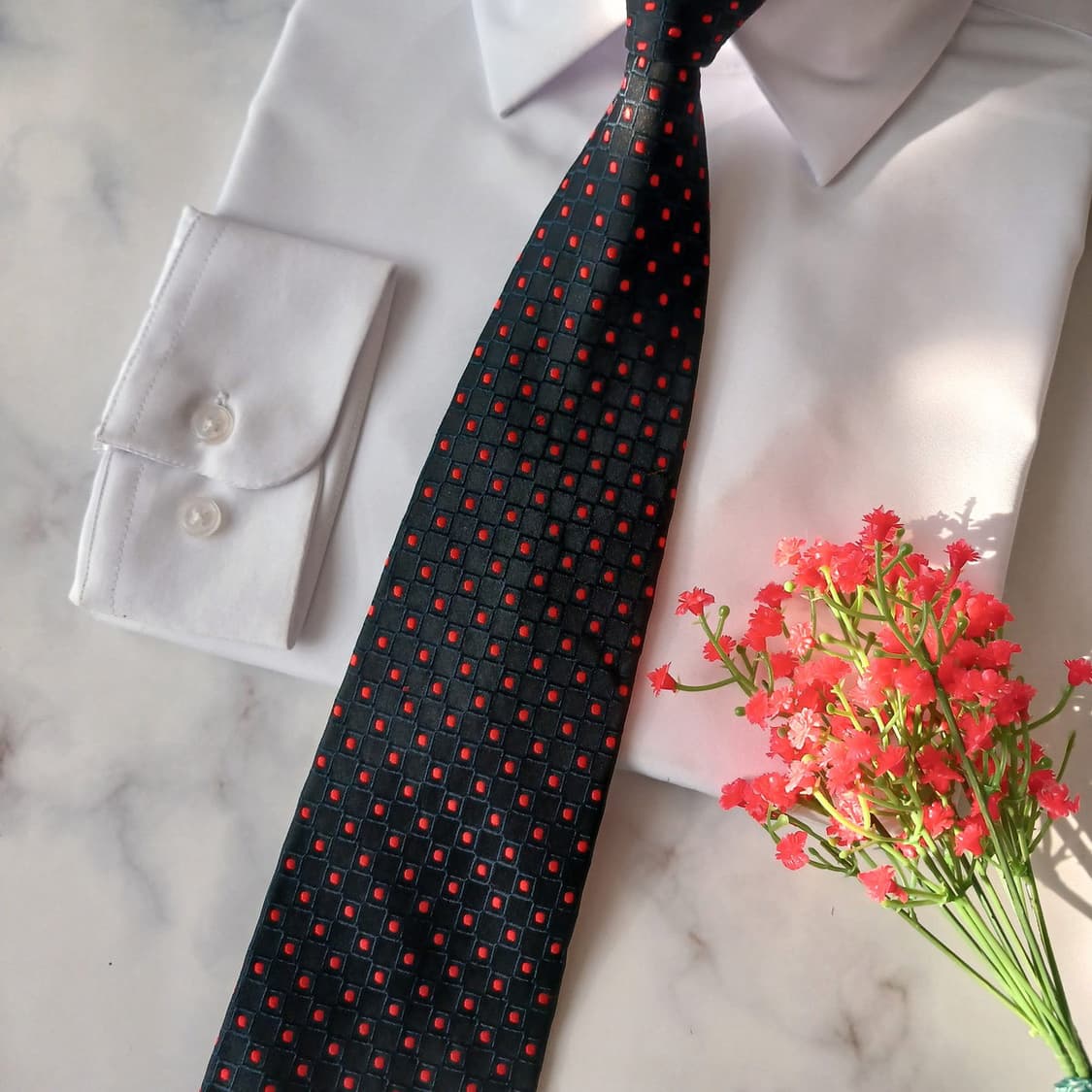 아쿠아스큐텀 실크 네이비 도트 넥타이 9.7cm A+등급 A19322
 상품이미지7