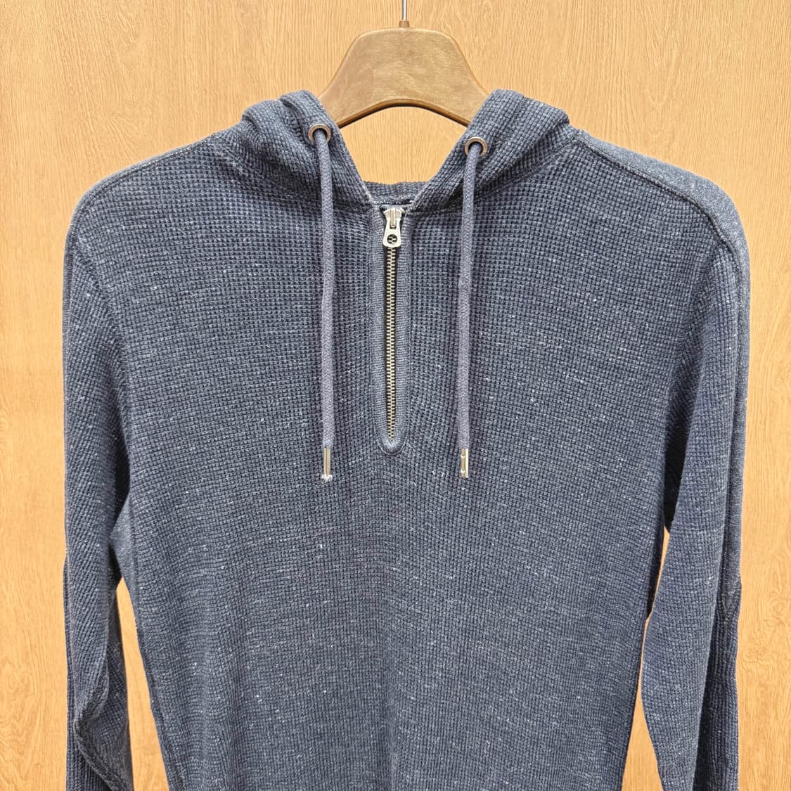디젤 와플 조직 코튼 하프 집업 후드 니트 워싱 지퍼 디테일 네이비 상품이미지4