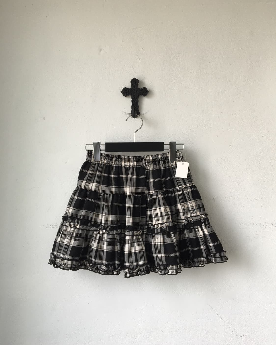 Check pattern frill layer skirt 상품이미지1
