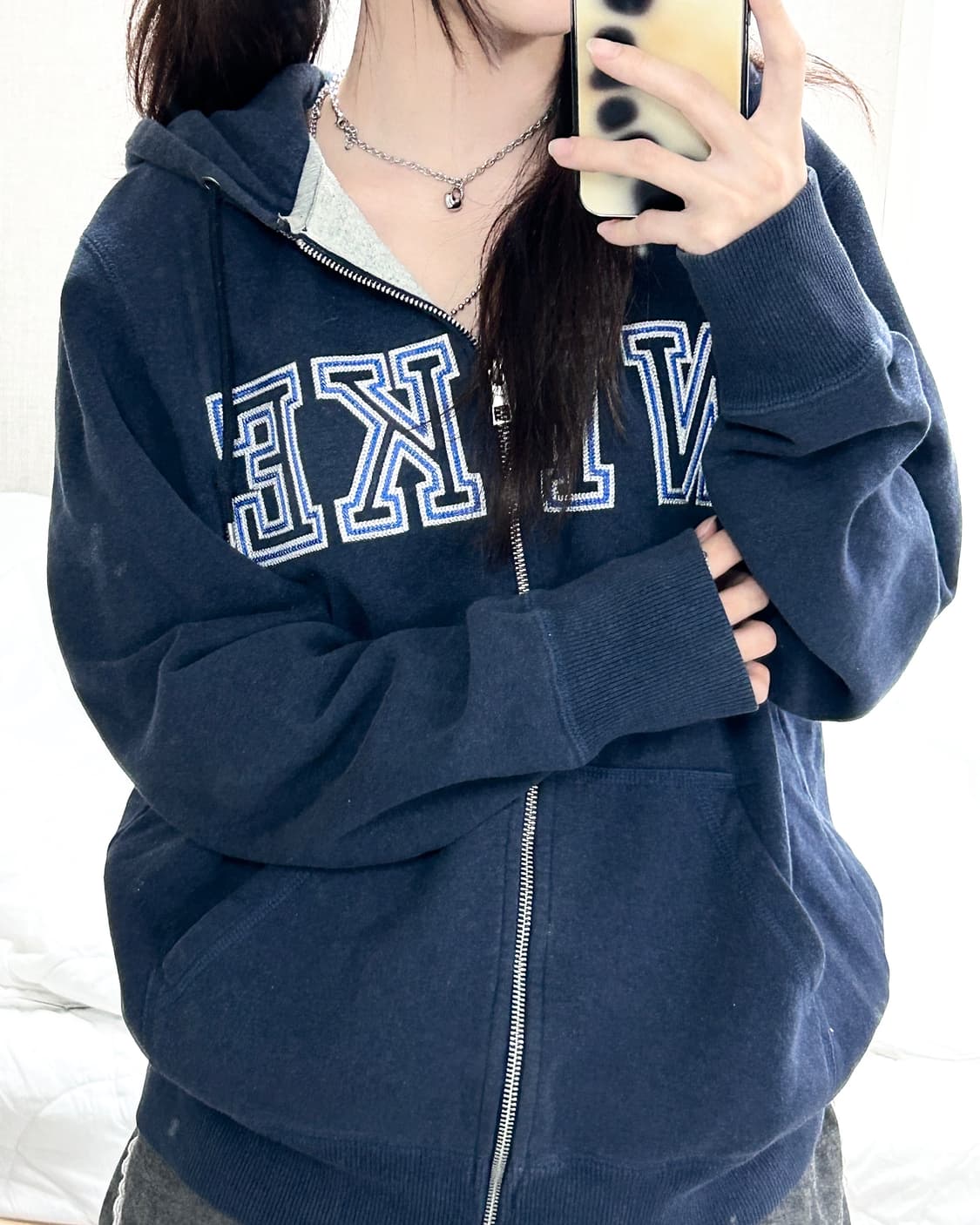 나이키 빅로고 블루 후드집업 상품이미지4