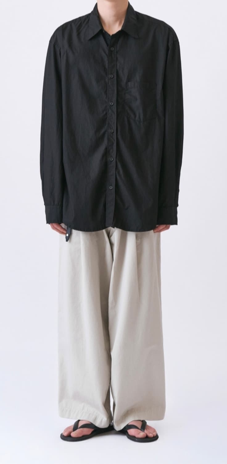 [3,L][미개봉] 이얼즈어고 코튼 레이온 워시드 포이카 셔츠 블랙 상품이미지2