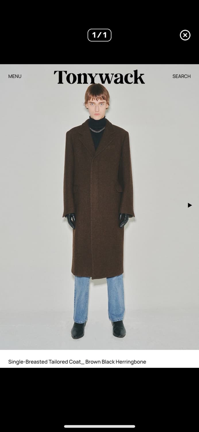 토니웩 헤링본 싱글 브레스티드 코트 52 XL 상품이미지1