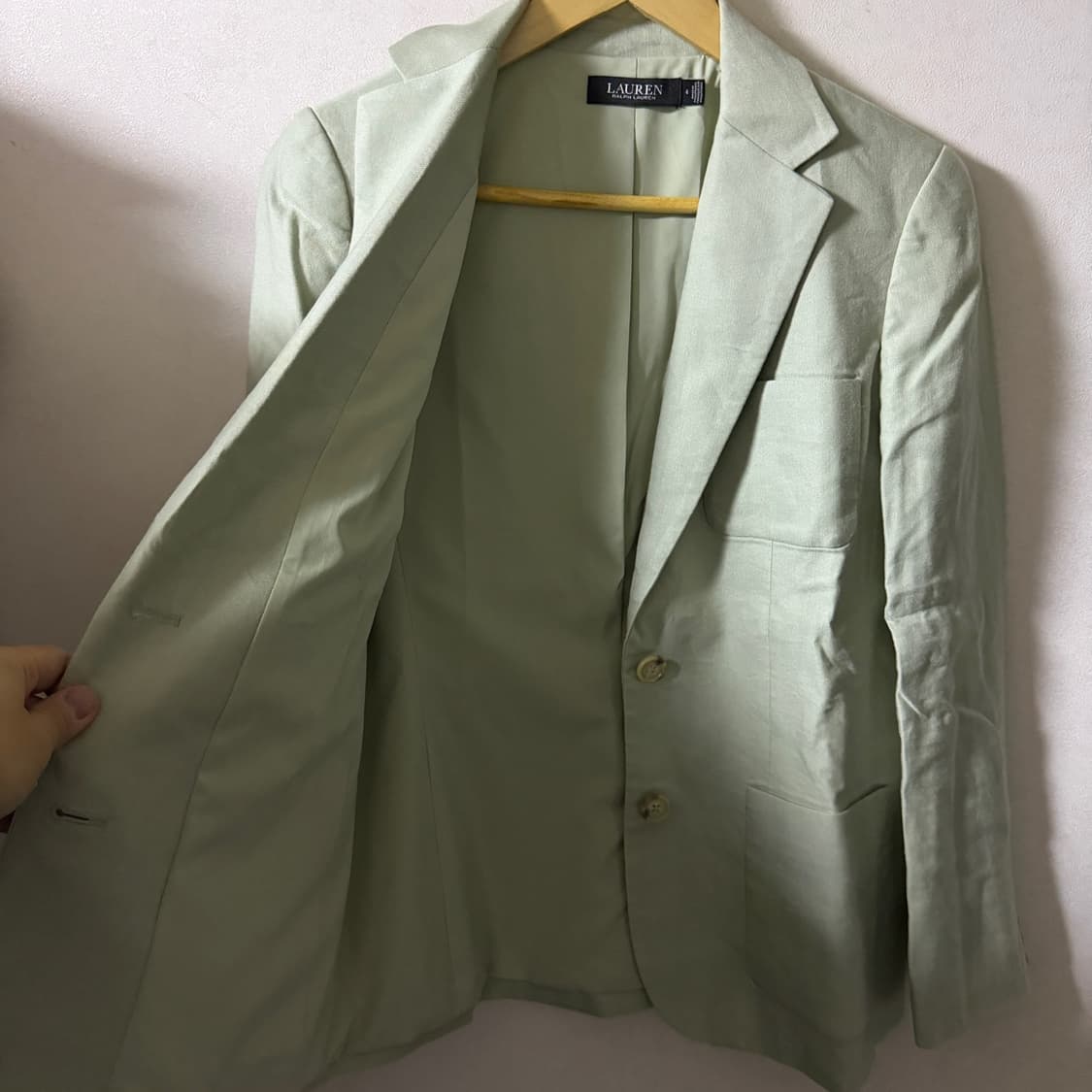 로렌 랄프로렌 블랙라벨 여성 린넨 자켓 라이트 그린 4(66) 상품이미지7